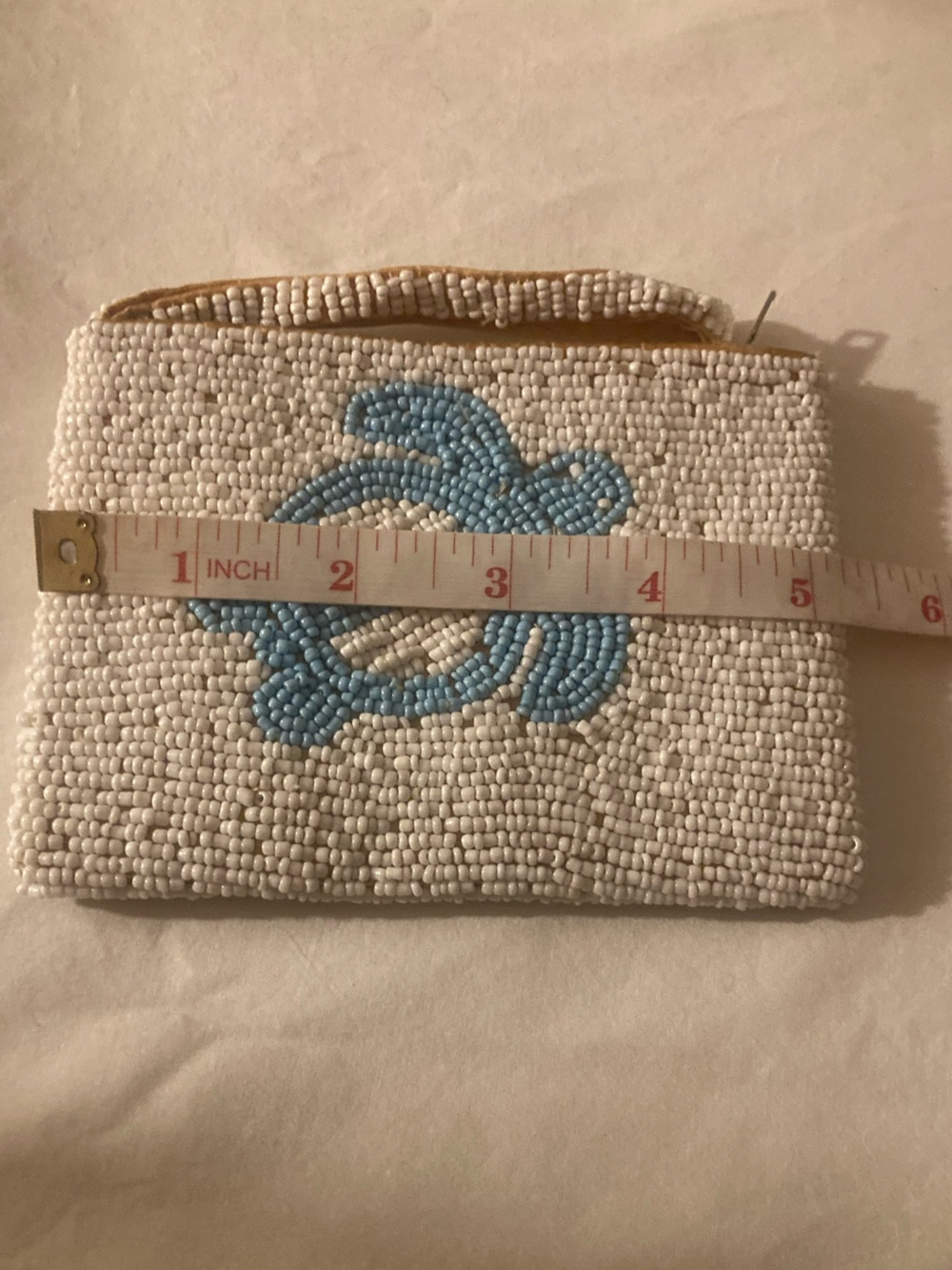 Beaded Turtle Pouch with Wristlet Strap and Zipper - Picture 4 of 14